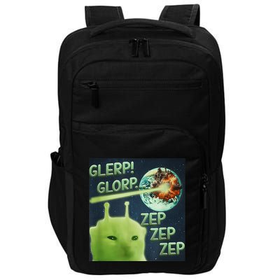 Funny Alien Cat Meme Glerp Glorp Zep Zep Impact Tech Backpack