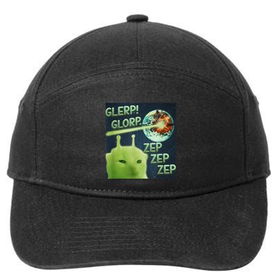 Funny Alien Cat Meme Glerp Glorp Zep Zep 7-Panel Snapback Hat