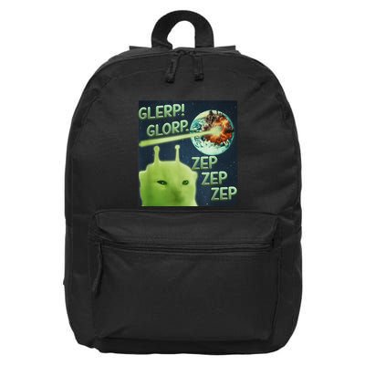 Funny Alien Cat Meme Glerp Glorp Zep Zep 16 in Basic Backpack