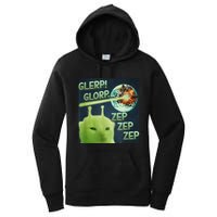 Funny Alien Cat Meme Glerp Glorp Zep Zep Women's Pullover Hoodie