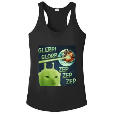 Funny Alien Cat Meme Glerp Glorp Zep Zep Ladies PosiCharge Competitor Racerback Tank
