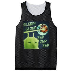 Funny Alien Cat Meme Glerp Glorp Zep Zep Mesh Reversible Basketball Jersey Tank