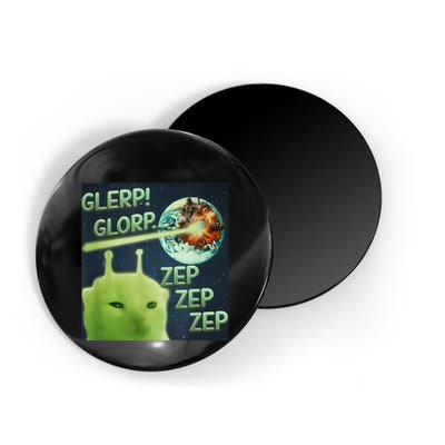 Funny Alien Cat Meme Glerp Glorp Zep Zep Magnet