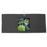 Funny Alien Cat Meme Glerp Glorp Zep Zep Large Microfiber Waffle Golf Towel