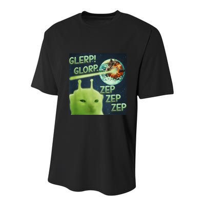 Funny Alien Cat Meme Glerp Glorp Zep Zep Youth Performance Sprint T-Shirt