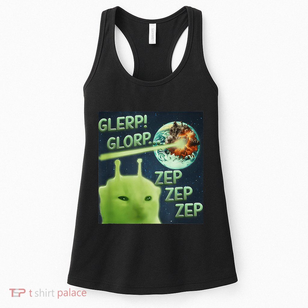 Funny Alien Cat Meme Glerp Glorp Zep Zep Womens Tank Top