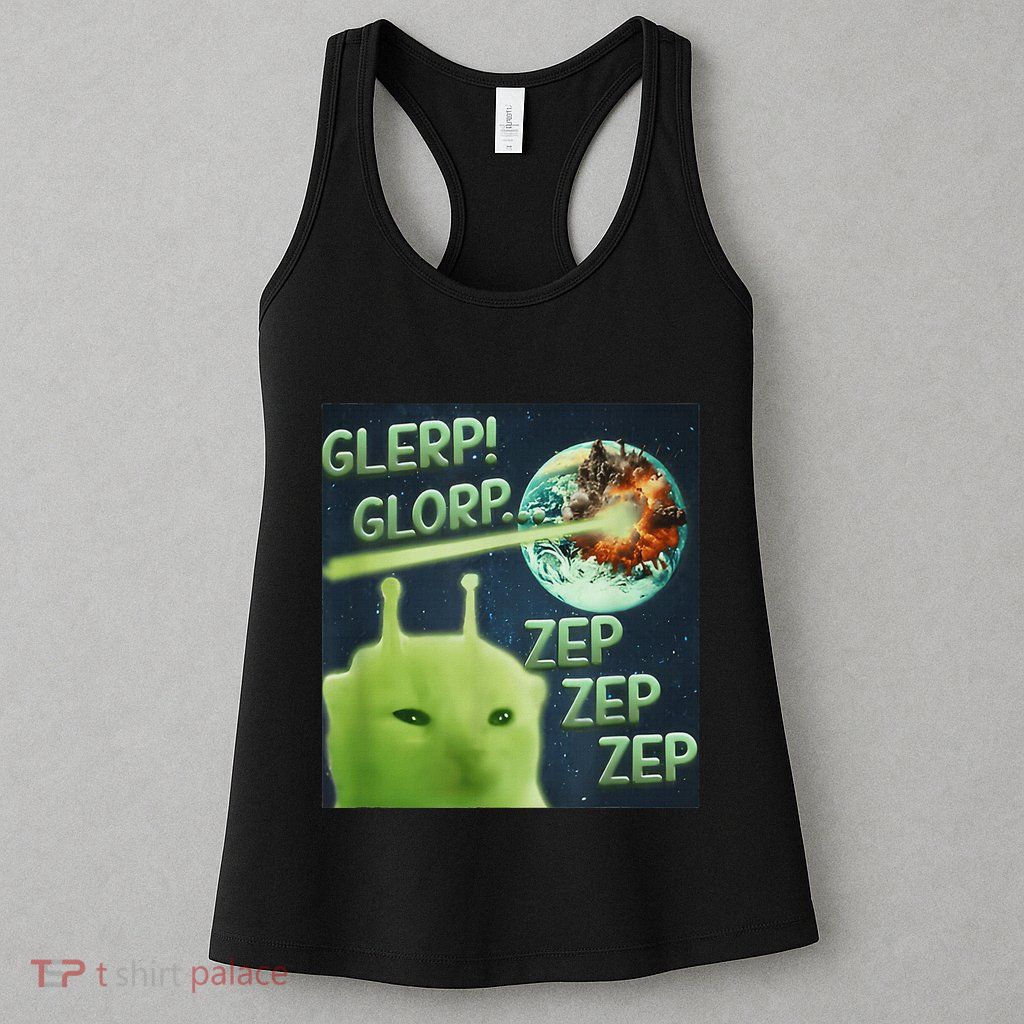 Funny Alien Cat Meme Glerp Glorp Zep Zep Womens Tank Top