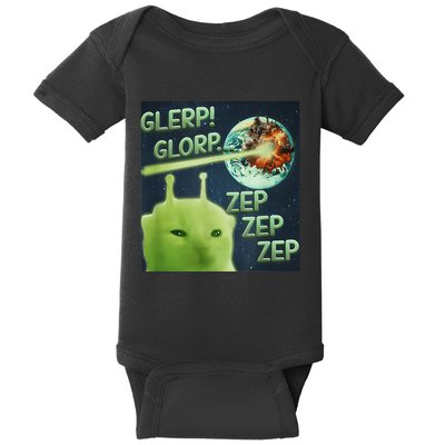 Funny Alien Cat Meme Glerp Glorp Zep Zep Baby Bodysuit