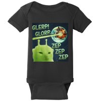 Funny Alien Cat Meme Glerp Glorp Zep Zep Baby Bodysuit