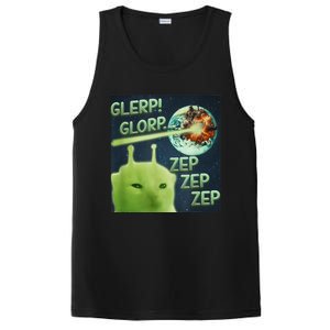 Funny Alien Cat Meme Glerp Glorp Zep Zep PosiCharge Competitor Tank