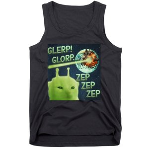 Funny Alien Cat Meme Glerp Glorp Zep Zep Tank Top