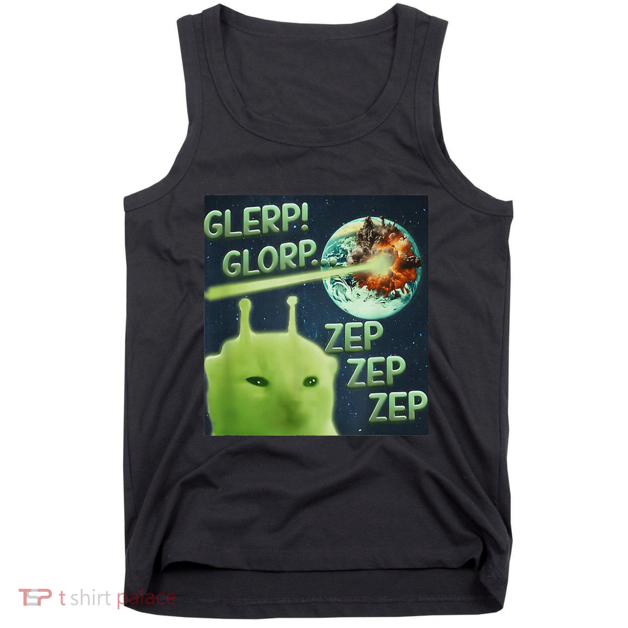 Funny Alien Cat Meme Glerp Glorp Zep Zep Tank Top