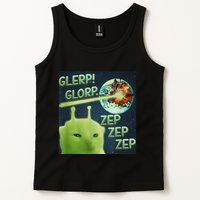 Funny Alien Cat Meme Glerp Glorp Zep Zep Tank Top