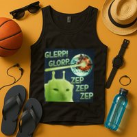 Funny Alien Cat Meme Glerp Glorp Zep Zep Tank Top