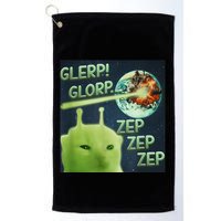 Funny Alien Cat Meme Glerp Glorp Zep Zep Golf Towel