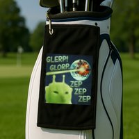 Funny Alien Cat Meme Glerp Glorp Zep Zep Golf Towel