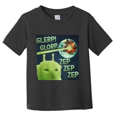 Funny Alien Cat Meme Glerp Glorp Zep Zep Toddler T-Shirt