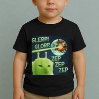 Funny Alien Cat Meme Glerp Glorp Zep Zep Toddler T-Shirt
