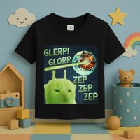 Funny Alien Cat Meme Glerp Glorp Zep Zep Toddler T-Shirt