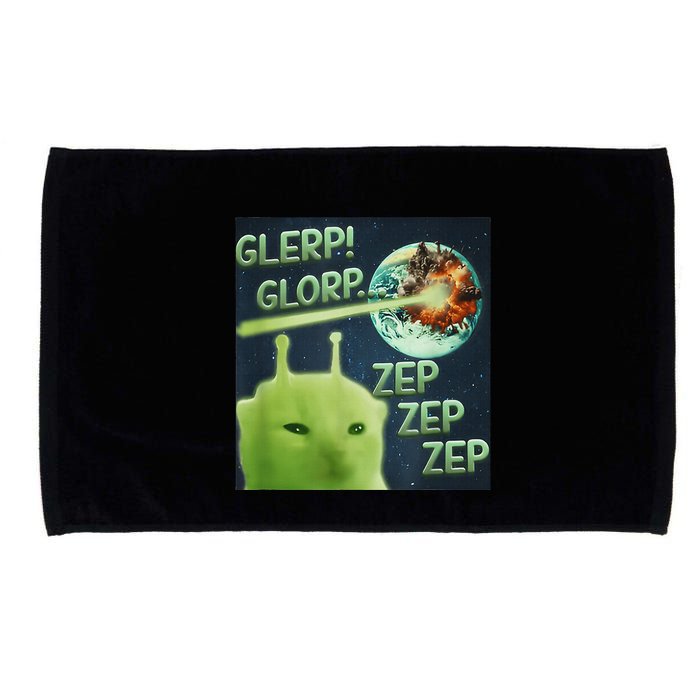 Funny Alien Cat Meme Glerp Glorp Zep Zep Microfiber Hand Towel