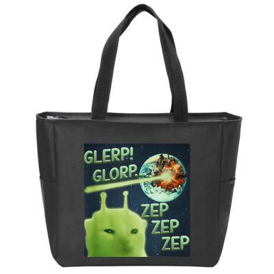 Funny Alien Cat Meme Glerp Glorp Zep Zep Zip Tote Bag