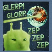 Funny Alien Cat Meme Glerp Glorp Zep Zep Garment-Dyed Sweatshirt