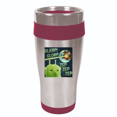 Funny Alien Cat Meme Glerp Glorp Zep Zep 16oz Travel Tumbler