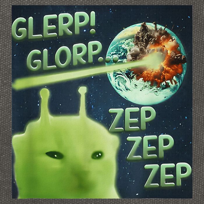 Funny Alien Cat Meme Glerp Glorp Zep Zep Cotton Canvas Backpack