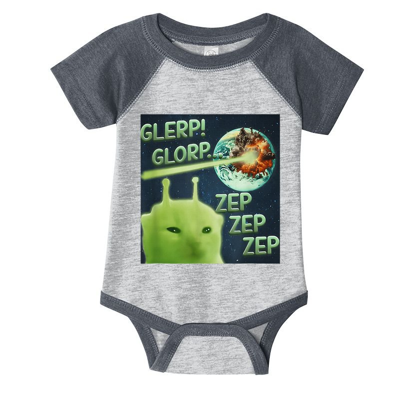 Funny Alien Cat Meme Glerp Glorp Zep Zep Infant Baby Jersey Bodysuit