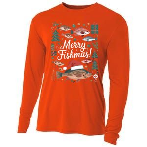 Fish Angler Christmas Merry Fishmas Carp Funny Meaningful Gift Cooling Performance Long Sleeve Crew