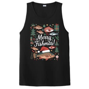 Fish Angler Christmas Merry Fishmas Carp Funny Meaningful Gift PosiCharge Competitor Tank