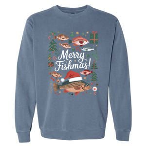 Fish Angler Christmas Merry Fishmas Carp Funny Meaningful Gift Garment-Dyed Sweatshirt