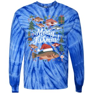 Fish Angler Christmas Merry Fishmas Carp Funny Meaningful Gift Tie-Dye Long Sleeve Shirt