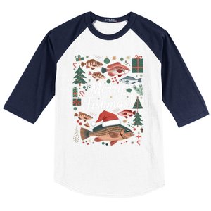 Fish Angler Christmas Merry Fishmas Carp Funny Meaningful Gift Baseball Sleeve Shirt