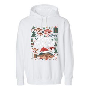 Fish Angler Christmas Merry Fishmas Carp Funny Meaningful Gift Garment-Dyed Fleece Hoodie