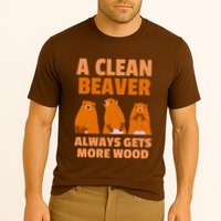 Funny A Clean Beaver Always Gets More Wood Joke Sarcastic Cooling Performance Crew T-Shirt