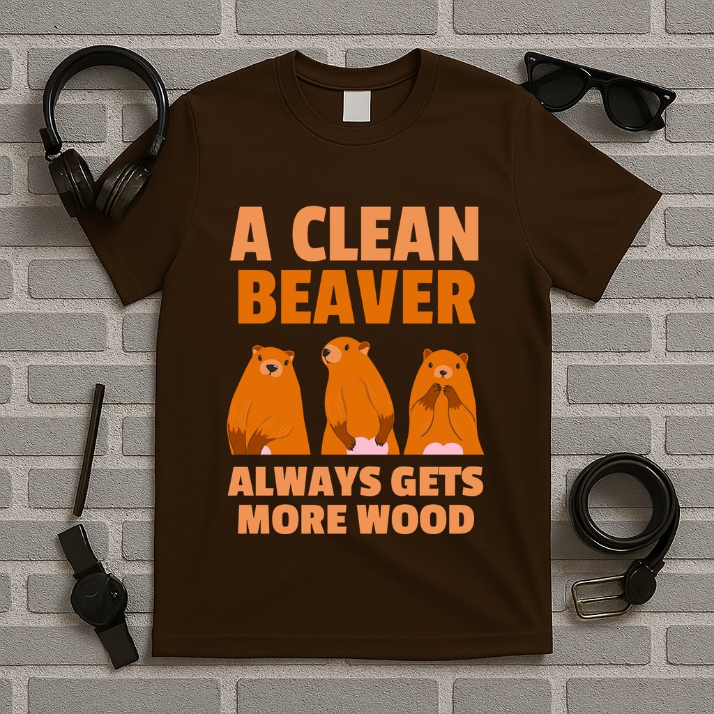 Funny A Clean Beaver Always Gets More Wood Joke Sarcastic T-Shirt