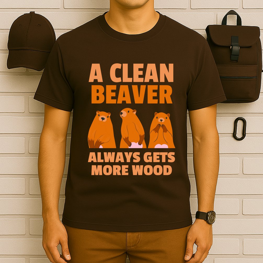 Funny A Clean Beaver Always Gets More Wood Joke Sarcastic T-Shirt