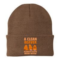 Funny A Clean Beaver Always Gets More Wood Joke Sarcastic Knit Cap Winter Beanie