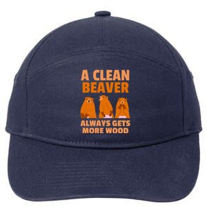 Funny A Clean Beaver Always Gets More Wood Joke Sarcastic 7-Panel Snapback Hat