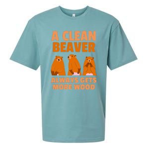 Funny A Clean Beaver Always Gets More Wood Joke Sarcastic Sueded Cloud Jersey T-Shirt