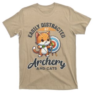 Funny Archer Cat Easily Distracted By Archery And Cats T-Shirt