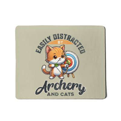 Funny Archer Cat Easily Distracted By Archery And Cats Mousepad