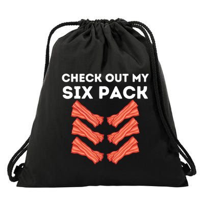 Funny Abs Check Out My Six Pack Humor Food Bacon Lovers Drawstring Bag