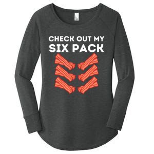 Funny Abs Check Out My Six Pack Humor Food Bacon Lovers Women's Perfect Tri Tunic Long Sleeve Shirt