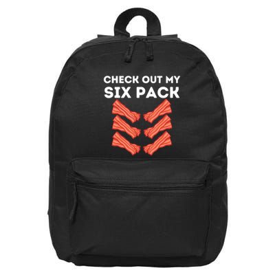 Funny Abs Check Out My Six Pack Humor Food Bacon Lovers 16 in Basic Backpack