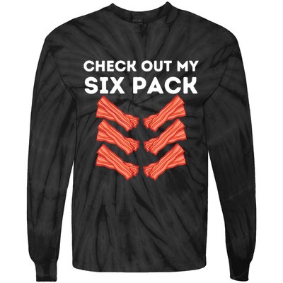 Funny Abs Check Out My Six Pack Humor Food Bacon Lovers Tie-Dye Long Sleeve Shirt