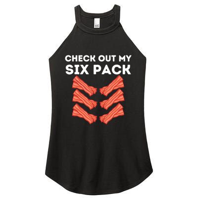 Funny Abs Check Out My Six Pack Humor Food Bacon Lovers Women's Perfect Tri Rocker Tank