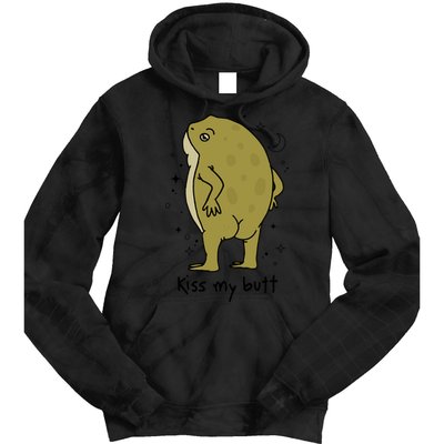 Frog Art Cottagecore Kiss My Butt Funny Frog Lovers Adult Tie Dye Hoodie
