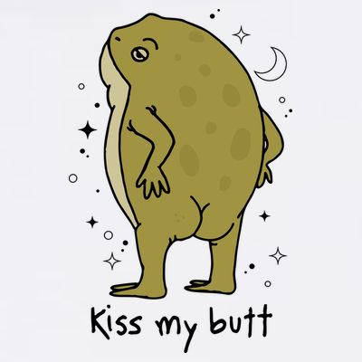 Frog Art Cottagecore Kiss My Butt Funny Frog Lovers Adult T-Shirt